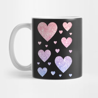 Pastel Pink and Purple Ombre Faux Glitter Hearts Mug